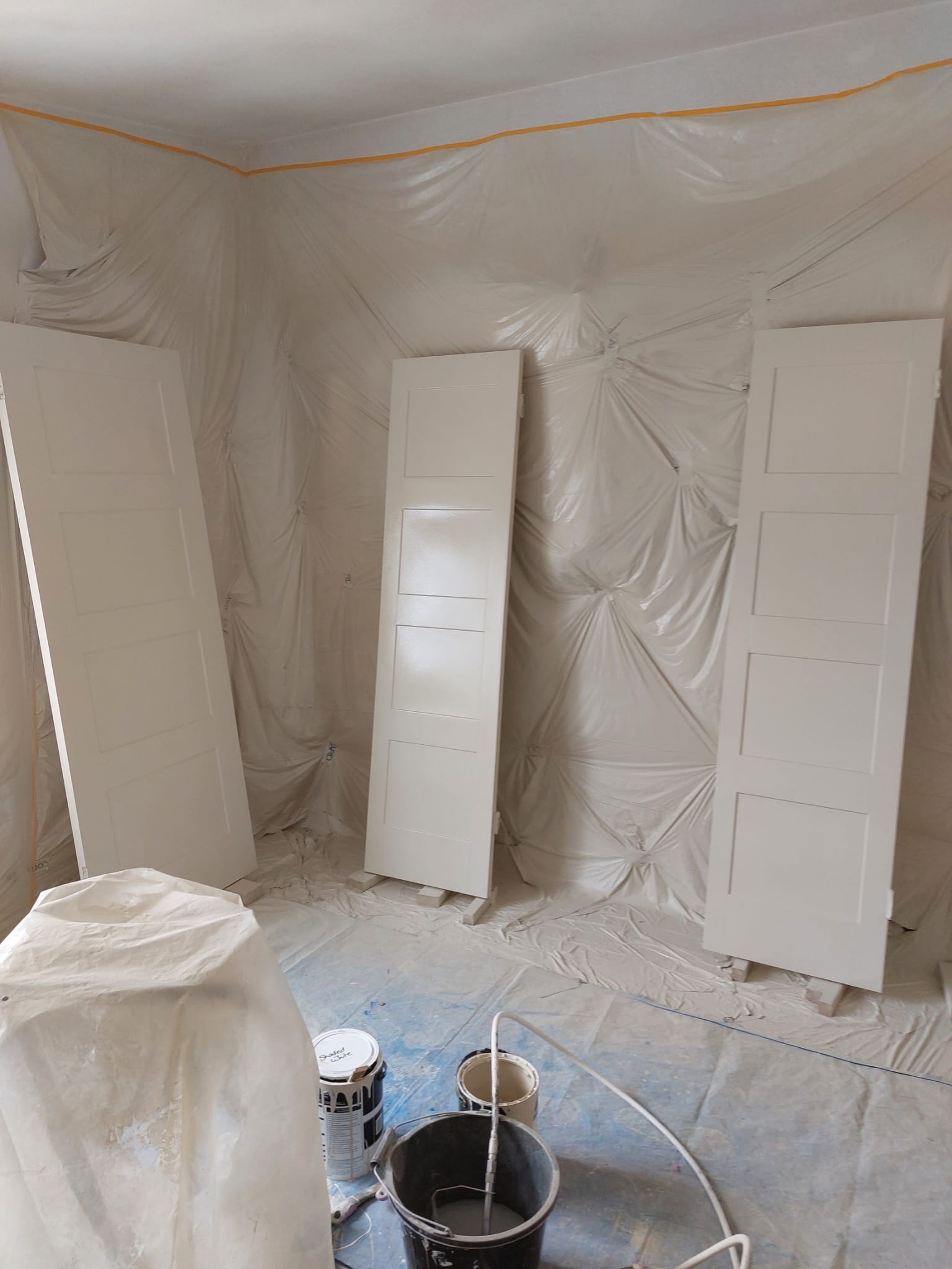 Cupboard doors receiving careful maintenance